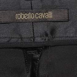 Pre Owned Roberto Cavalli Black Silk Pleated Shorts M