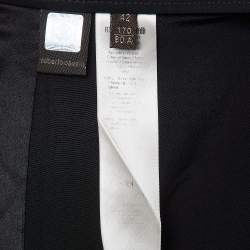 Pre Owned Roberto Cavalli Black Silk Pleated Shorts M