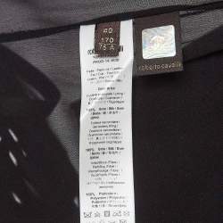 مملوكة مسبقًا Roberto Cavalli Black Embossed Leather Fringed Skirt S