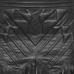 مملوكة مسبقًا Roberto Cavalli Black Embossed Leather Fringed Skirt S
