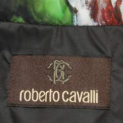 Pre Owned Roberto Cavalli Multicolor Floral Print Nylon Sleeveless Belted Down Jacket M