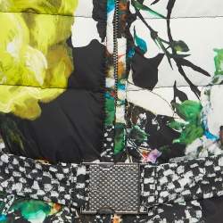 Pre Owned Roberto Cavalli Multicolor Floral Print Nylon Sleeveless Belted Down Jacket M