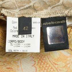 Pre Owned Roberto Cavalli Multicolor Animal Print Satin Silk Tie-Up Halter Neck Midi Slip Dress M   