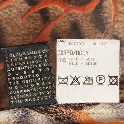 Pre Owned بلوزة روبرتو كافالي حرير نقشة الفهد متعدد الألوان برباط مقاس صغير - سمول