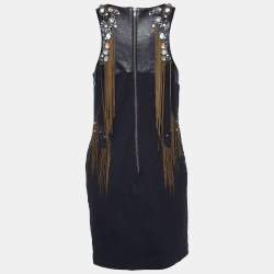 مملوكة مسبقًا Roberto Cavalli Black Jersey Embellished Sleeveless Dress M