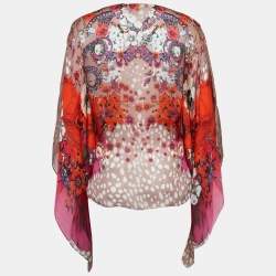 Pre Owned Roberto Cavalli Floral Print Silk Kaftan Top M