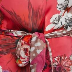 Pre Owned Roberto Cavalli Floral Print Silk Kaftan Top M