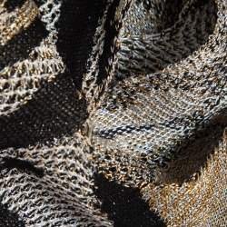 Pre Owned Roberto Cavalli Black and Metallic Patterned Knit Long Dress S