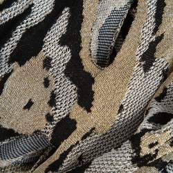 Pre Owned Roberto Cavalli Black and Metallic Patterned Knit Long Dress S