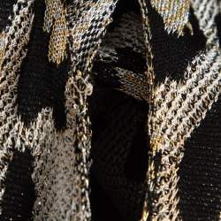 Pre Owned Roberto Cavalli Black and Metallic Patterned Knit Long Dress S