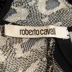 Pre Owned Roberto Cavalli Black and Metallic Patterned Knit Long Dress S