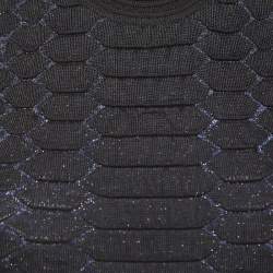 Pre Owned Roberto Cavalli Black And Blue Snake Pattern Lurex Knit Top S