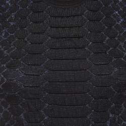 Pre Owned Roberto Cavalli Black And Blue Snake Pattern Lurex Knit Top S