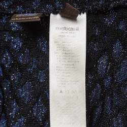 Pre Owned Roberto Cavalli Black And Blue Snake Pattern Lurex Knit Top S