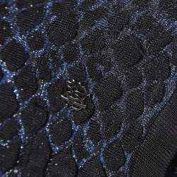 Pre Owned Roberto Cavalli Black And Blue Snake Pattern Lurex Knit Top S