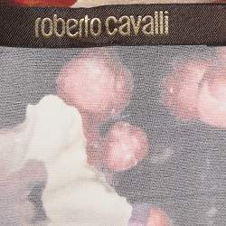 Pre Owned Roberto Cavalli Yellow Floral Print Silk Kaftan Top S