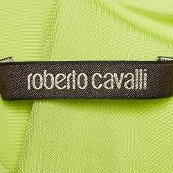 Pre Owned Roberto Cavalli Fluorescent Green Jersey Shoulder Strap Top L