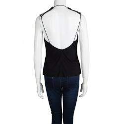 Pre Owned Roberto Cavalli Black Embellished Cap Sleeve Cowl Neck Top S