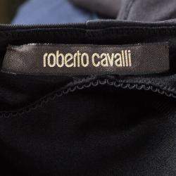 Pre Owned Roberto Cavalli Black Embellished Cap Sleeve Cowl Neck Top S