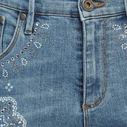Pre Owned Roberto Cavalli Blue Embellished Denim Jeans M Waist 24"