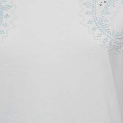 Pre Owned Roberto Cavalli White Crystal Embellished Jersey T-Shirt M