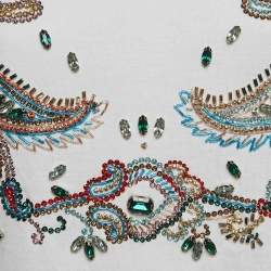 Pre Owned Roberto Cavalli White Crystal Embellished Knit Top M