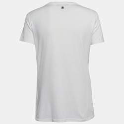 Pre Owned Roberto Cavalli White Crystal Embellished Knit Top M