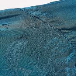 Pre Owned Roberto Cavalli Teal Blue Tiger Jacquard Embellished Blouse S