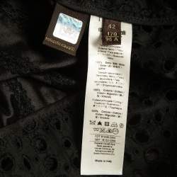 Pre Owned Roberto Cavalli Black Cotton Broderie Anglaise and Silk Jacket M