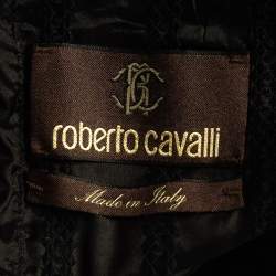 Pre Owned Roberto Cavalli Black Cotton Broderie Anglaise and Silk Jacket M