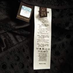 Pre Owned Roberto Cavalli Black Cotton Broderie Anglaise and Silk Jacket M