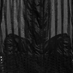 Pre Owned Roberto Cavalli Black Cotton Broderie Anglaise and Silk Jacket M