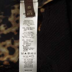 Pre Owned Roberto Cavalli Black Animal Print Long Sleeve Silk Blouse S