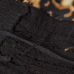 Pre Owned Roberto Cavalli Black Animal Print Long Sleeve Silk Blouse S