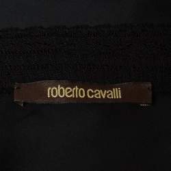 Pre Owned Roberto Cavalli Black Animal Print Long Sleeve Silk Blouse S