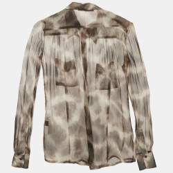 Pre Owned Roberto Cavalli Brown Animal Print Silk Sheer Shirt S