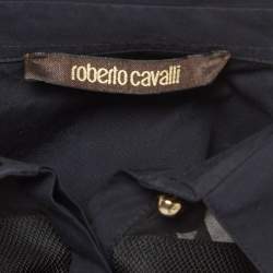 Pre Owned Roberto Cavalli Black Stripe Silk Blend Sheer Shirt S