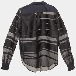 Pre Owned Roberto Cavalli Black Stripe Silk Blend Sheer Shirt S