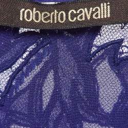 Pre Owned Roberto Cavalli Purple Embellished Silk Kaftan Maxi Dress M