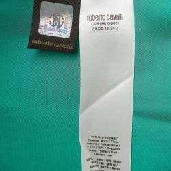 Pre Owned Roberto Cavalli Green Beads Embellished Silk Lace Up Maxi Kaftan M