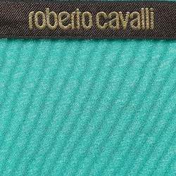 Pre Owned Roberto Cavalli Green Beads Embellished Silk Lace Up Maxi Kaftan M