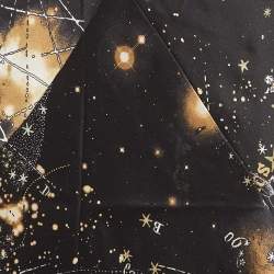 Pre Owned Roberto Cavalli Black Constellation Print Silk Flared Midi Skirt S