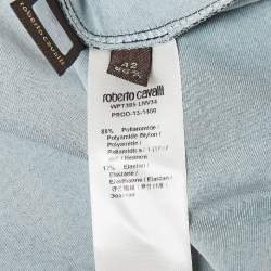 Pre Owned Roberto Cavalli Multicolor Printed Jersey Flared Maxi Skirt M