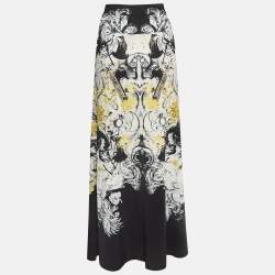 Pre Owned Roberto Cavalli Multicolor Printed Jersey Flared Maxi Skirt M