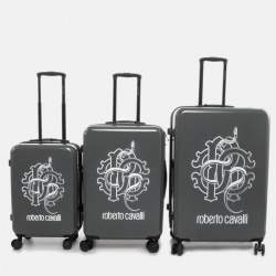 Roberto Cavalli Grey Polycarbonate Lightweight Spinner Suitcase Set of 3