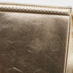 Pre Owned Roberto Cavalli Gold Snake Embossed Leather Clutch