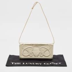 Pre Owned Roberto Cavalli Gold Snake Embossed Leather Clutch