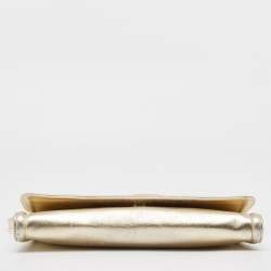 Pre Owned Roberto Cavalli Gold Snake Embossed Leather Clutch