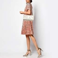Pre Owned Roberto Cavalli Gold Snake Embossed Leather Clutch