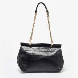 Roberto Cavalli Black Leather Diva Top Handle Bag